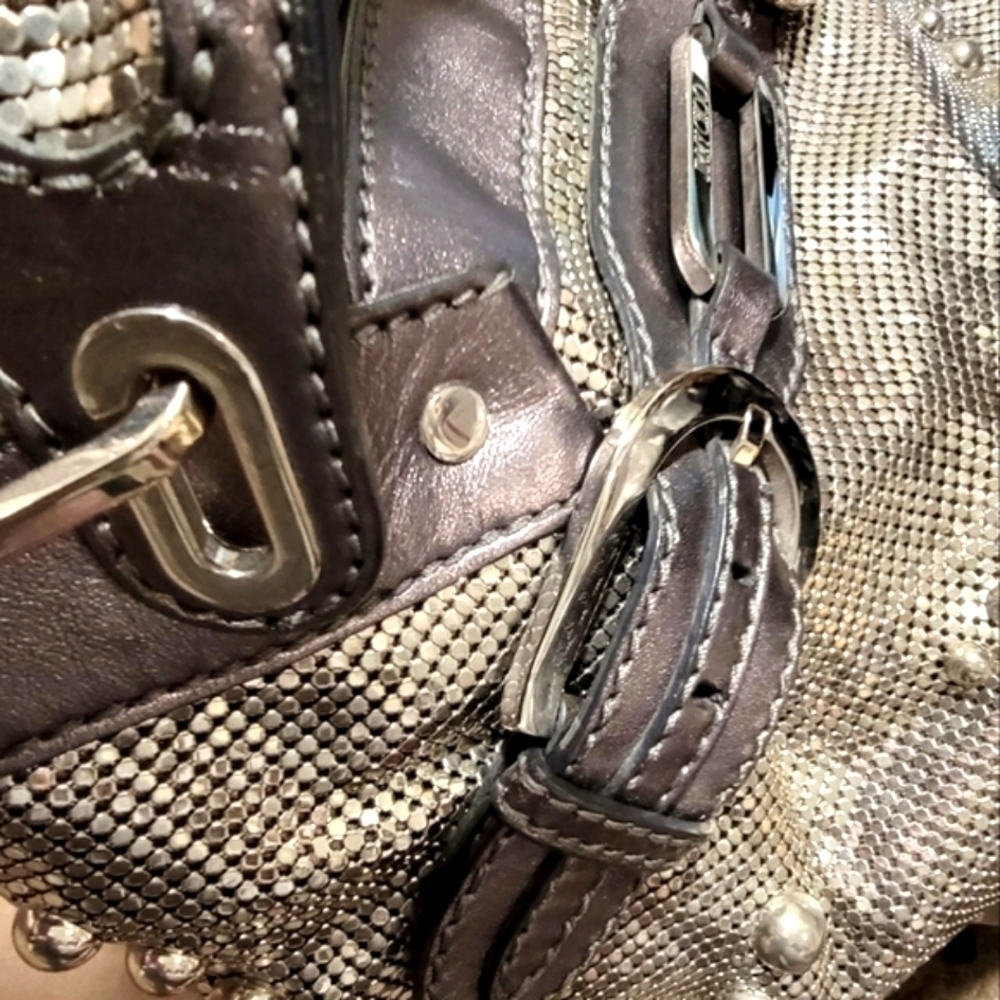 RARE JIMMY CHOO Liquid Silver Mesh Tam Tote - Picture 3 of 16